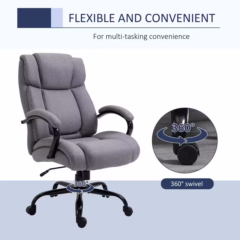 Vinsetto Light Grey, Big and Tall Executive Office Chair High Back Computer Desk Chair Ergonomic Swivel Chair with Linen Fabric