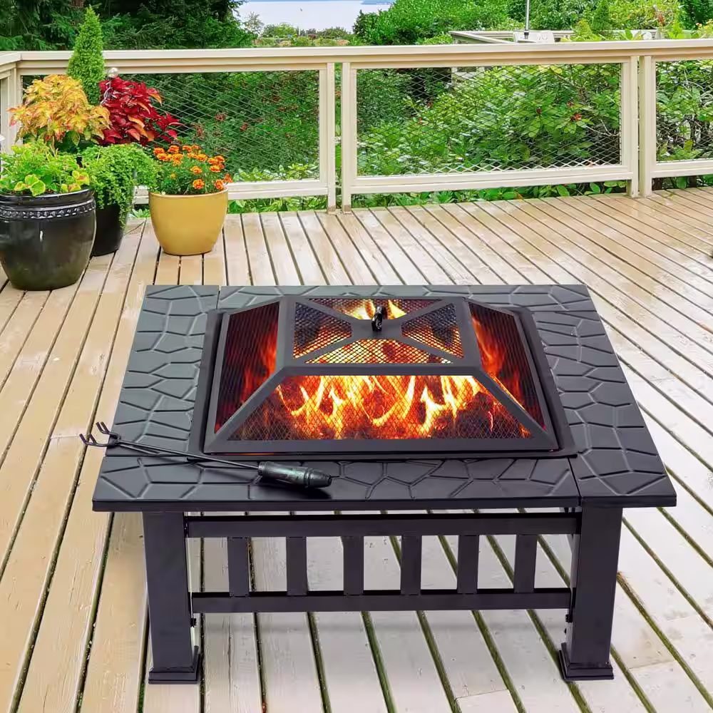 None Durango 32 in. x 16.9 in. Square Steel Charcoal Fire Pit