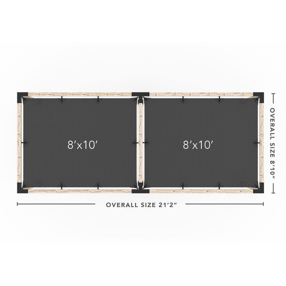 TOJA GRID 8 ft. L x 20 ft. W Double Pergola Kit with 2 Crimson Shade Sails, for 4x4 Wood