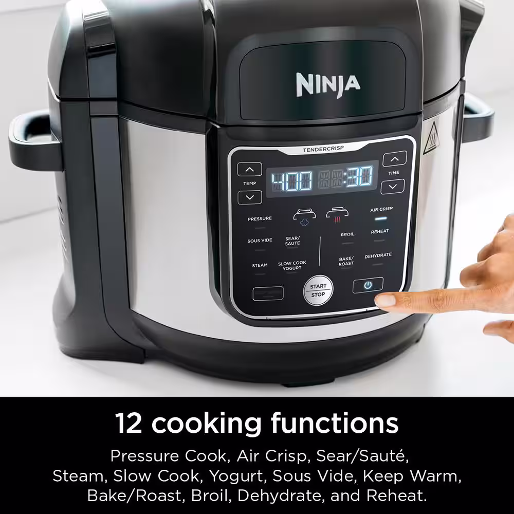 NINJA Foodi 8 qt. XL 12-in-1 Stainless Steel Electric Multicooker Air Fryer Pressure Cooker (OS401)