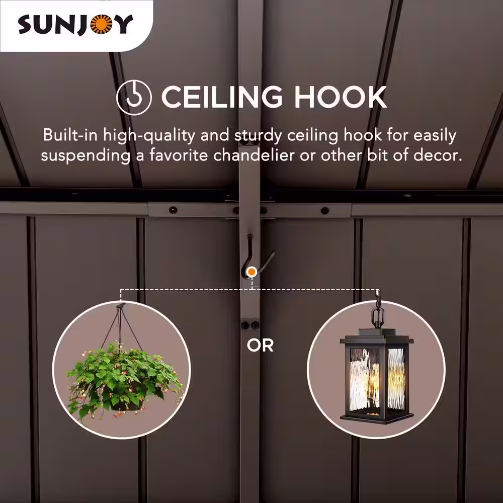 Sunjoy SummerCove Maple 12 ft. x 14 ft. Cedar Framed Gazebo with Brown Steel Hardtop Roof