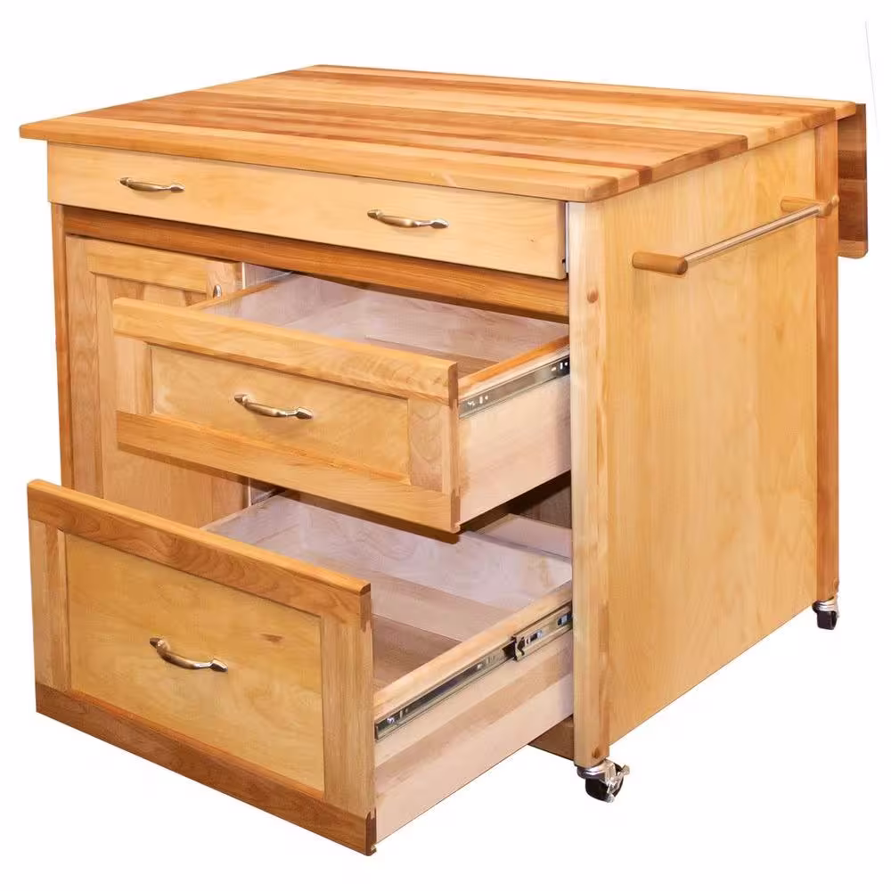 Catskill Craftsmen 38 in. wide Butcher Block Kitchen Island with Deep Drawers