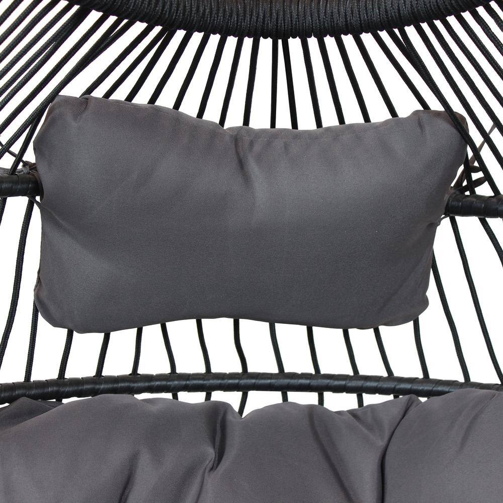 Sunnydaze Decor 2.75 ft. Julia Hanging Egg Chair with Gray Cushions