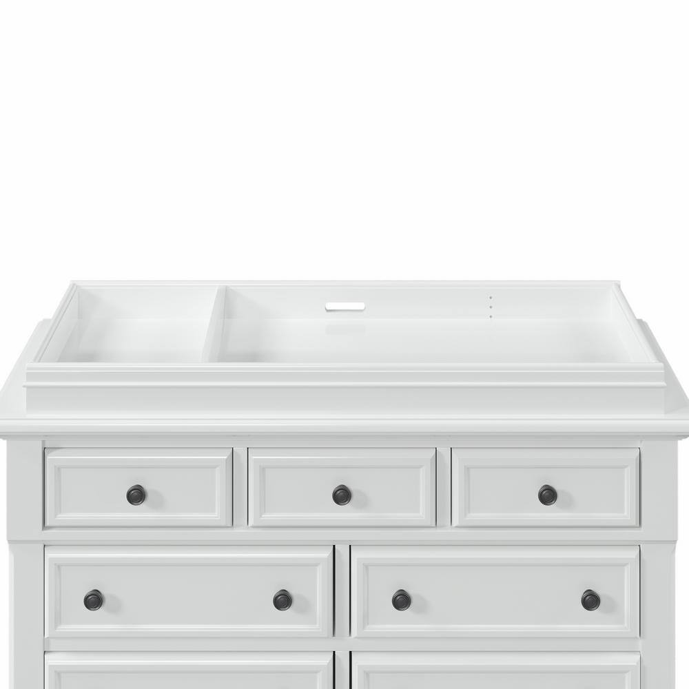Harper & Bright Designs White Solid Wood 7-Drawer 55.9 in. Wide Multifunctional Dresser with Changing Table
