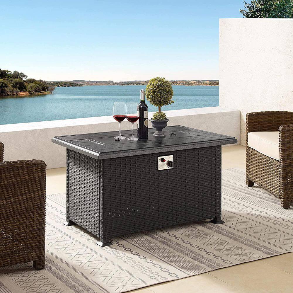 None 43 Inch Metal Outdoor Fire Pit Table with Aluminum Tabletop