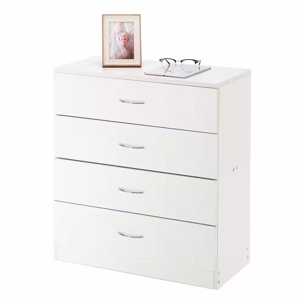 None 4-Drawer White Dresser