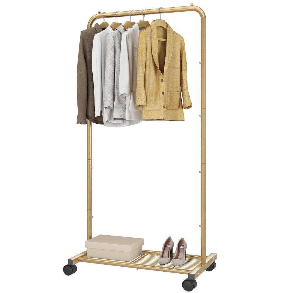 None Gold Metal Garment Clothes Rack 28.5 in. W x 59 in. H