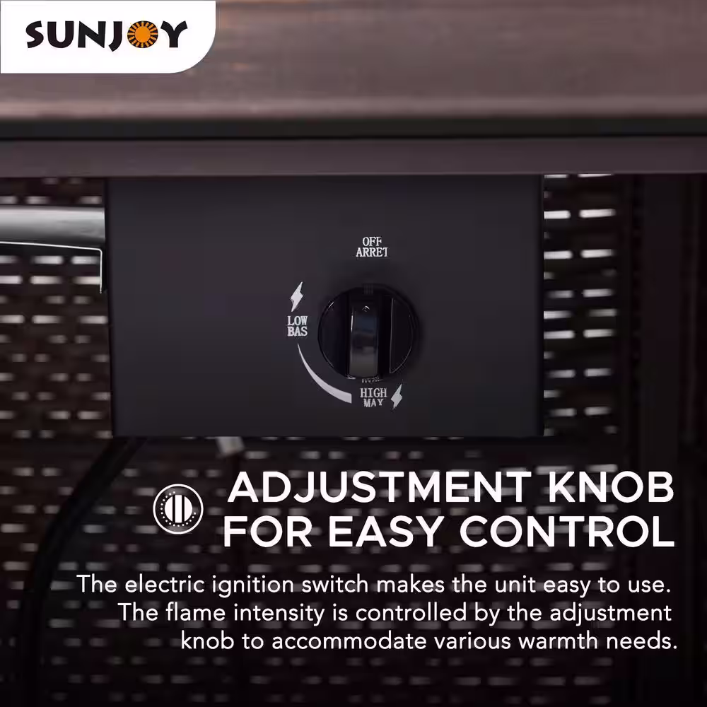 Sunjoy Pollack Square Ceramic Tile Top with Wicker Propane Powered Fire Pit Table