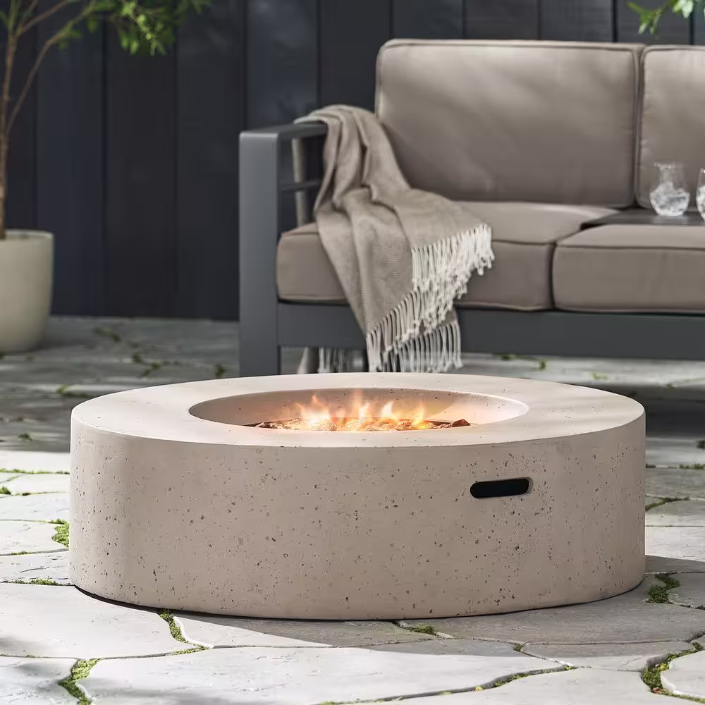 Noble House Mayfair Light Gray Circular Stone Fire Pit (No Tank Holder)