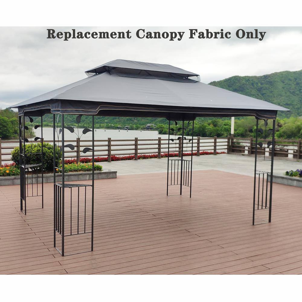 None 13 ft. x 10 ft. Patio Double Roof Gazebo Gray Replacement Canopy