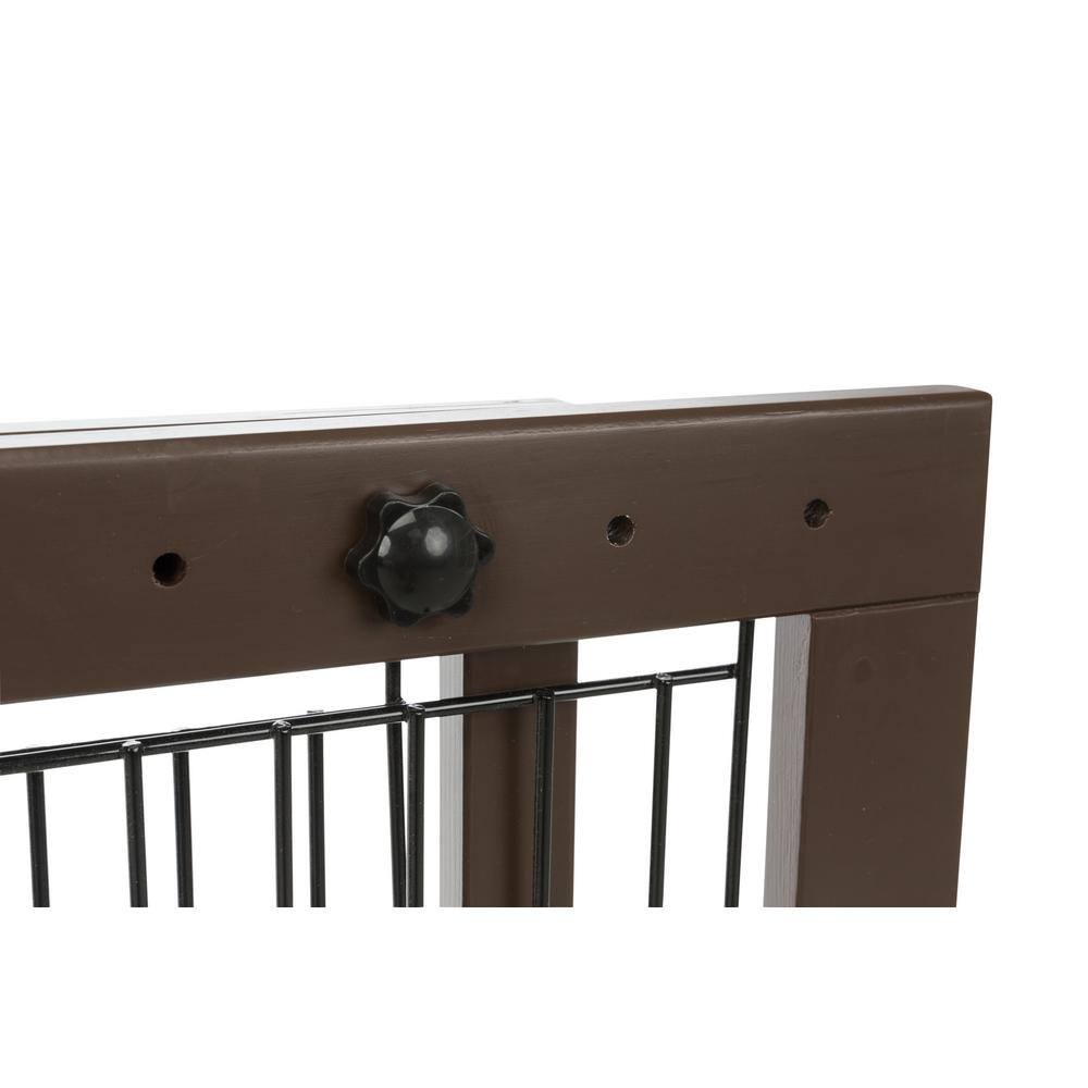 TRIXIE Adjustable Freestanding Pet Gate : Width Expands 40 in. to 71 in. : Lightweight : Brown