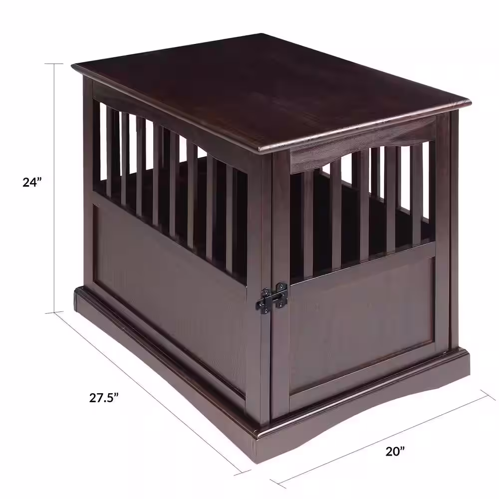 Casual Home Small Espresso Pet Crate End Table with Gate