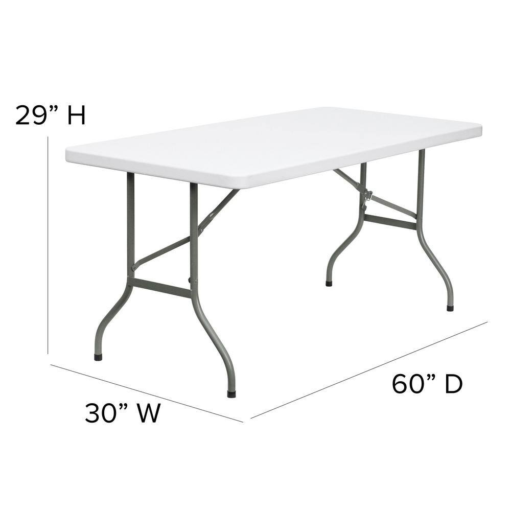 Carnegy Avenue 60 in. Granite White Plastic Tabletop Metal Frame Folding Table