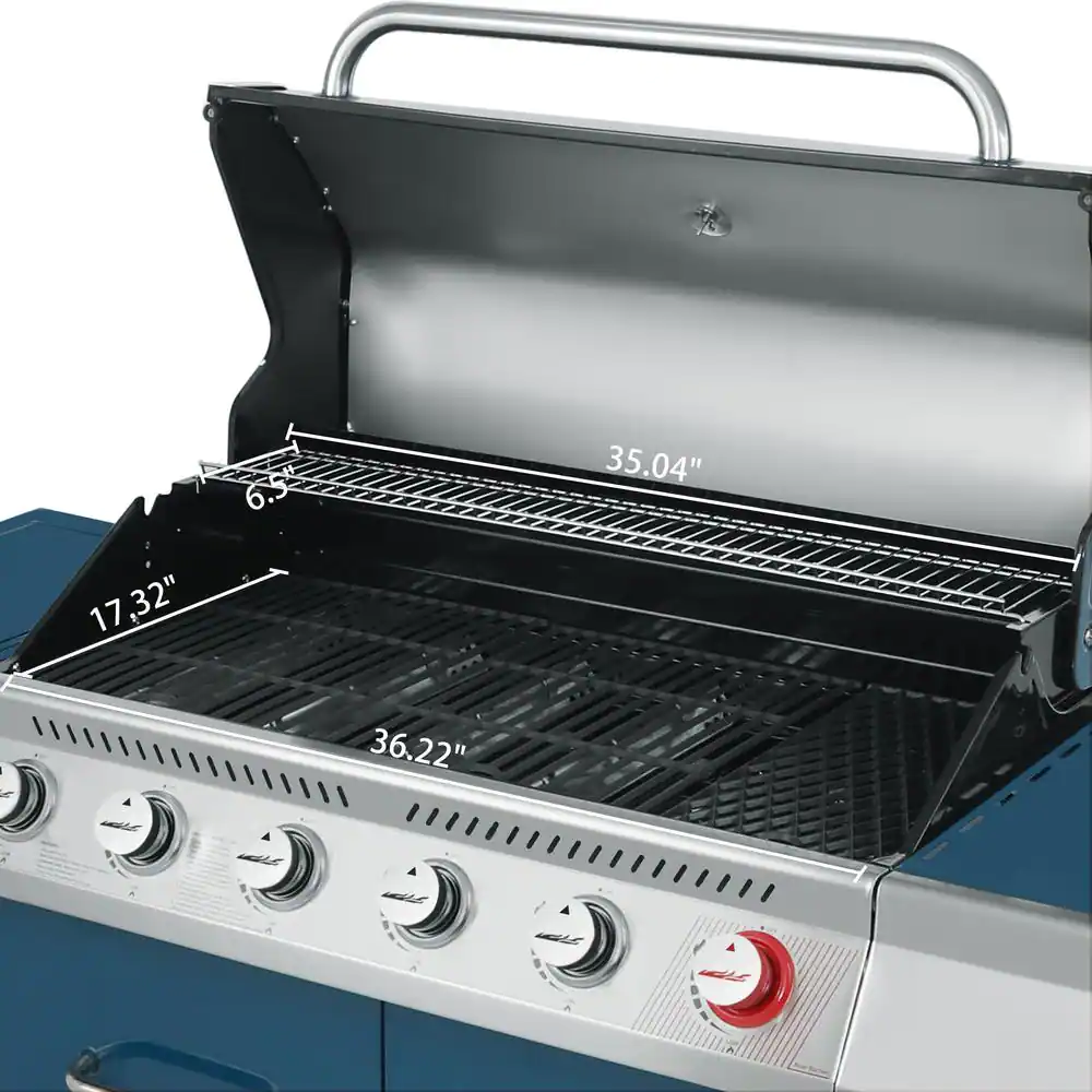 Royal Gourmet 6-Burner Propane Gas Grill in Blue with Sear Burner and Side Burner