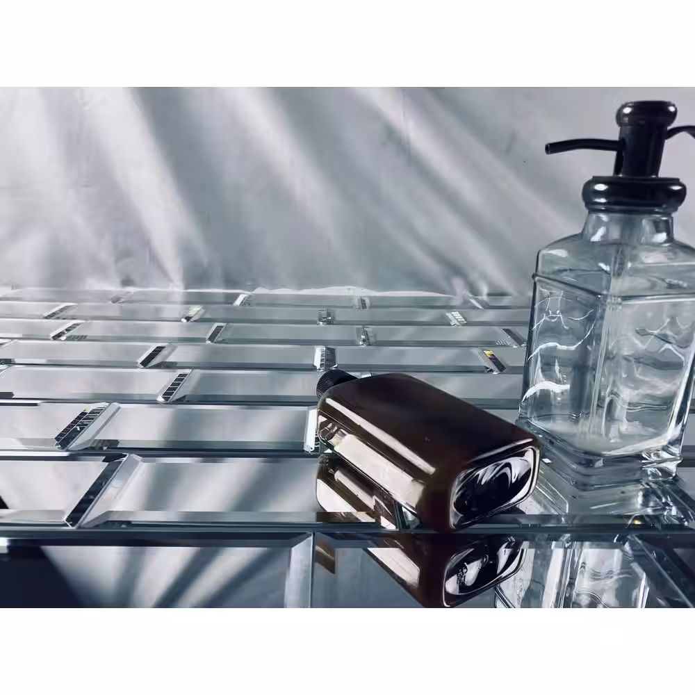 ABOLOS Blue Diamond Beveled Subway 3 in. x 6 in. Glass Mirror Decorative Wall Backsplash Tile (10 sq. ft./Case)