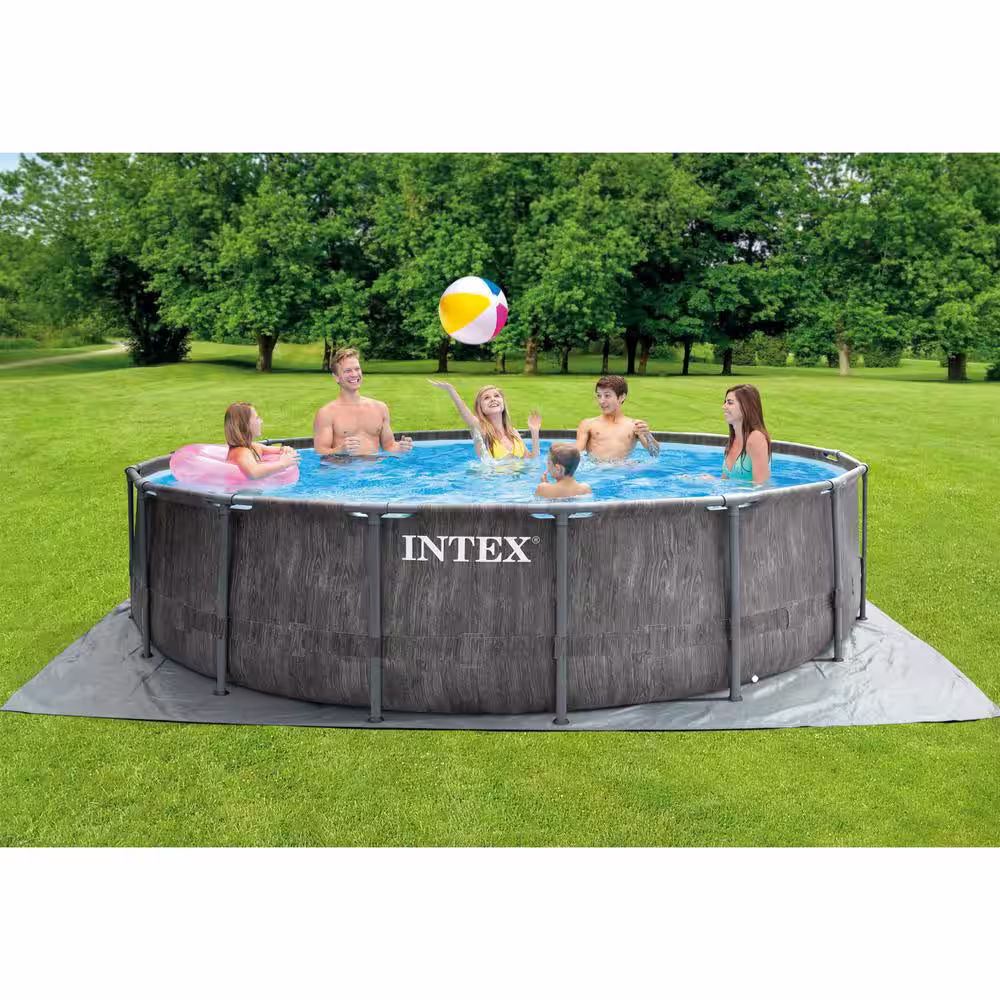 INTEX 15 ft. Round 48 in. Deep Prism Steel Frame Pool Set with Cover, Ladder, & Pump