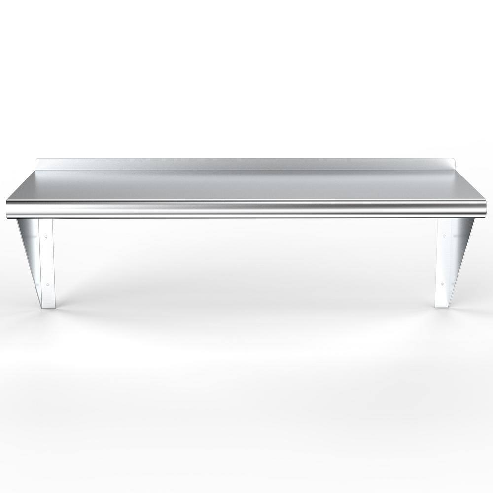 None 14 in. x 48 in. Stainless Steel Wall Shelf. Kitchen, Restaurant, Garage, Laundry, Utility Room Metal Shelf with Brackets