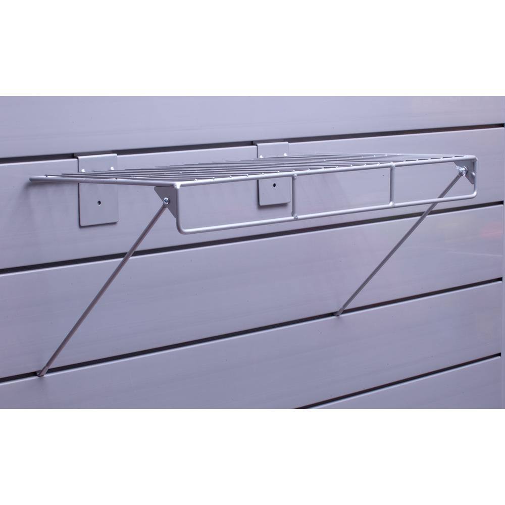 CROWNWALL 24 in. L x 12 in. W Slatwall Wire Shelf with Rail (2-Pack)