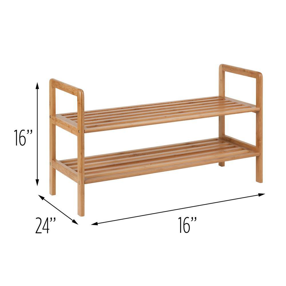 None 15.87 H 8-Pair 1-Tier Brown Bamboo Shoe Rack