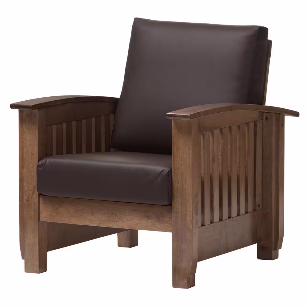 Baxton Studio Charlotte Dark Brown Faux Leather Upholstered Accent Chair