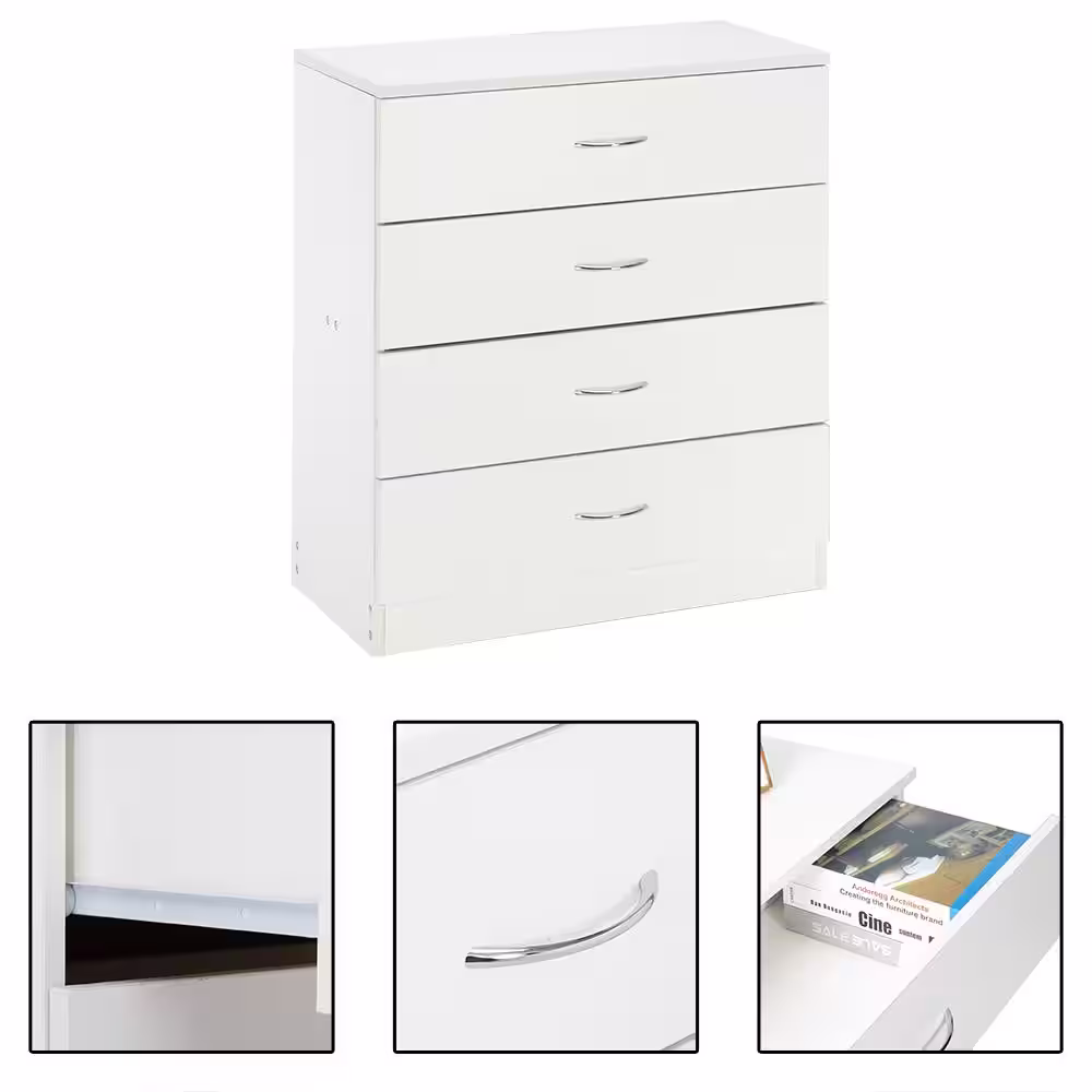 None 4-Drawer White Dresser