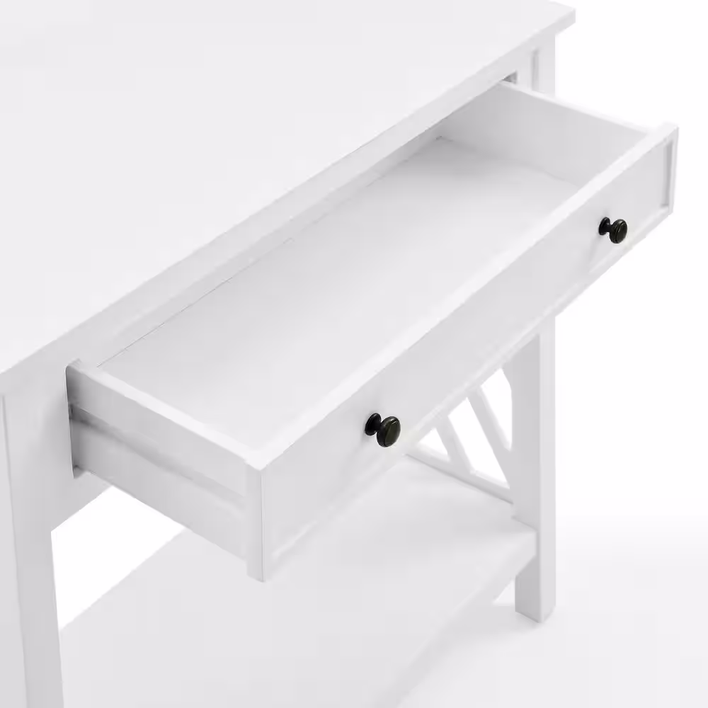 Alaterre Furniture Coventry 32 in. White Standard Rectangle Wood Console Table with Drawer