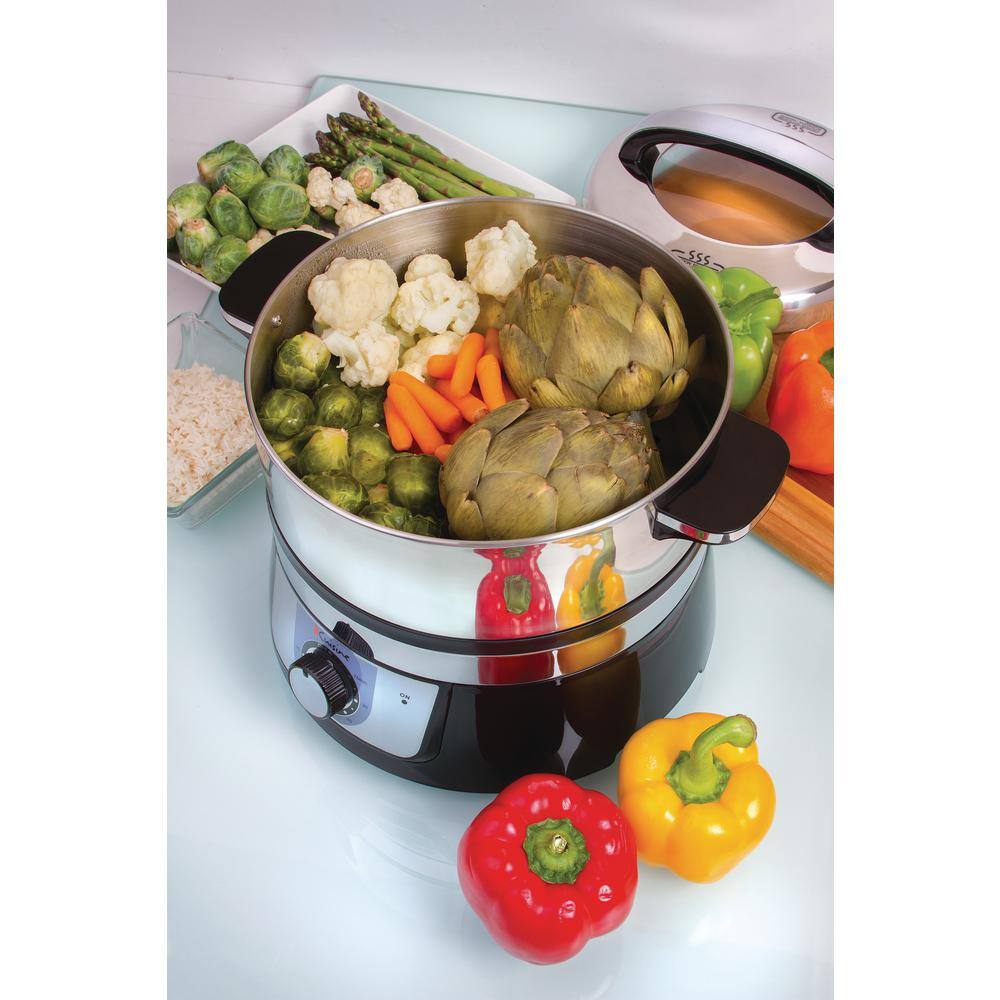 Euro Cuisine Electric 3.4 Qt. Stainless Steel Food Steamer and Rice Cooker