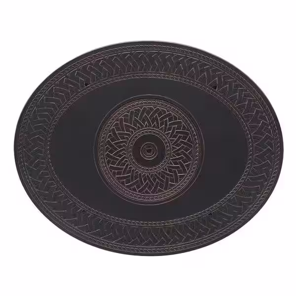 Fire Sense James 31.5 in. x 24.5 in. Oval Aluminum Liquid Propane Fire Pit Kit in Antique Bronze