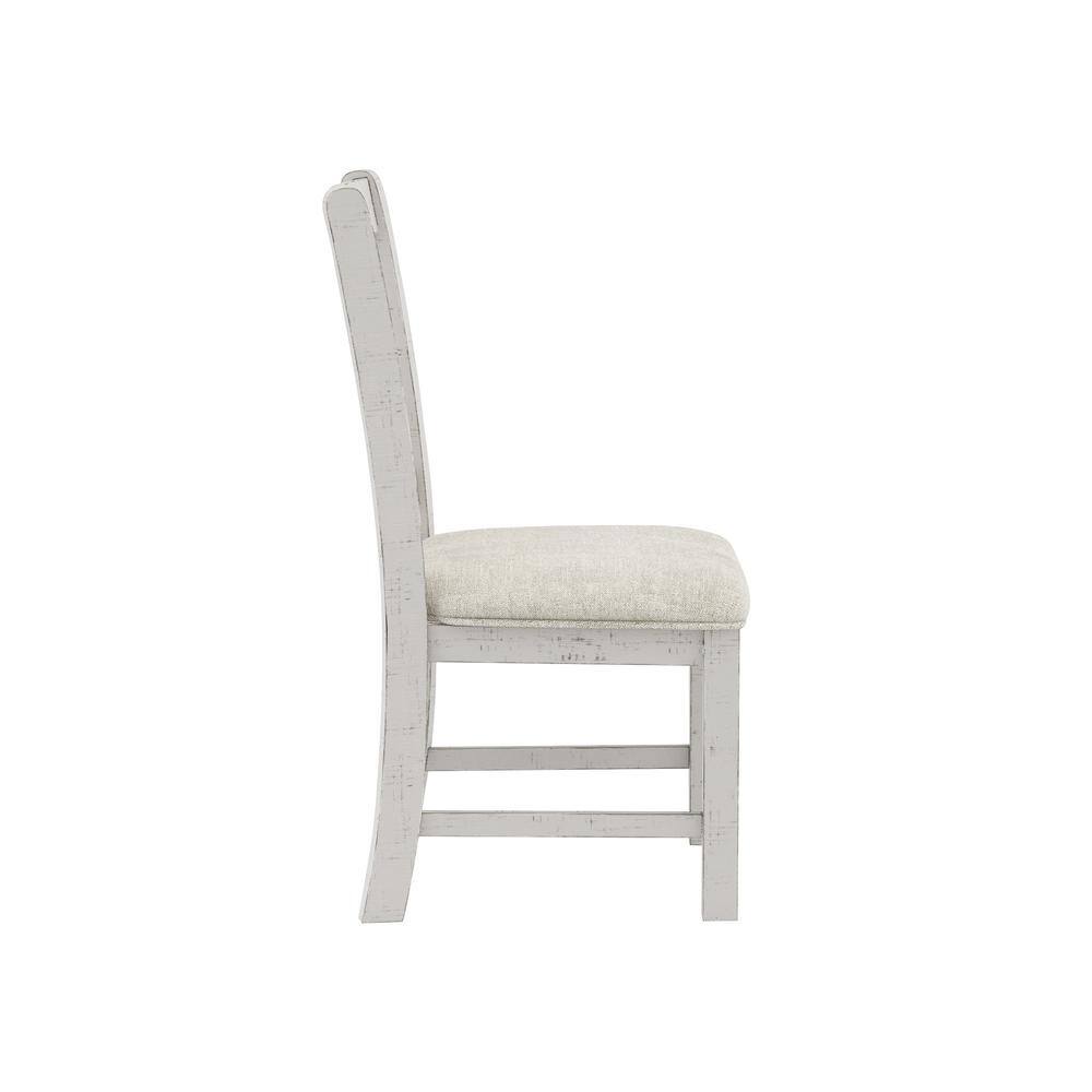 Furniture of America Wicks Distressed White and Gray Padded Dining Chair (Set of 2)
