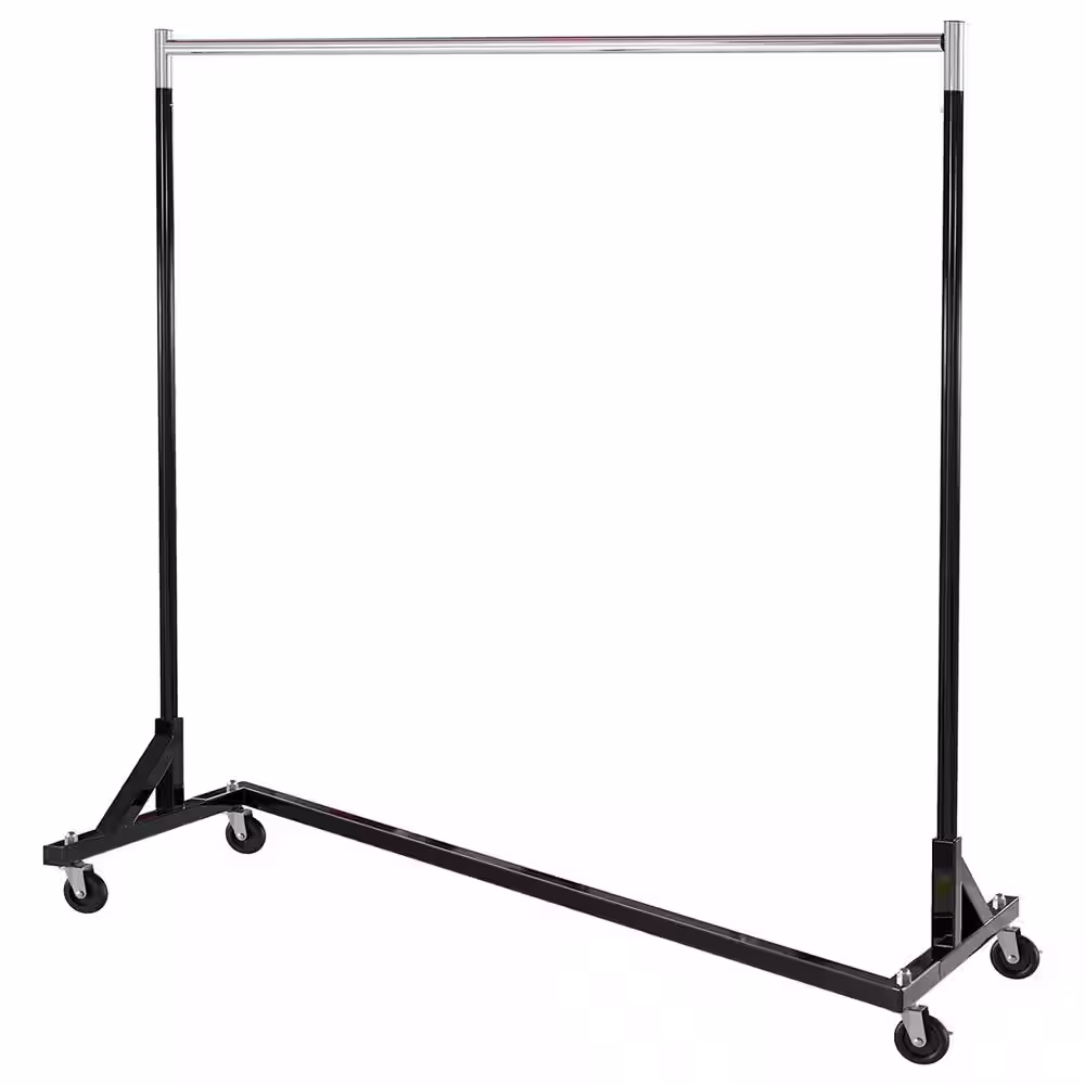 None Black Metal Garment Clothes Rack 63 in. W x 62 in. H