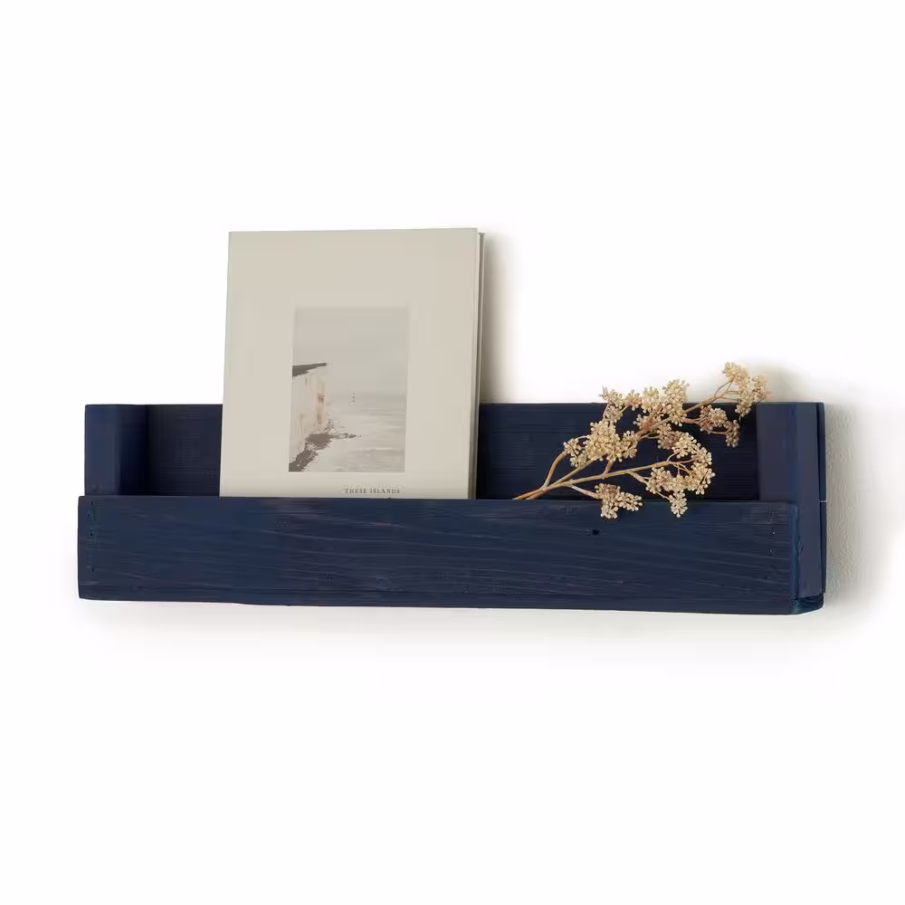 TRINITY 4 in. x 28 in. x 8 in. Navy Blue Book + Photo Display Shelf 3-Pack