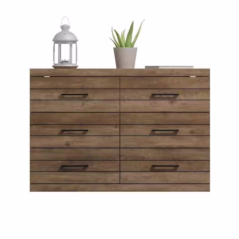 GALANO Hamsper 6-Drawer Knotty Oak Dresser (31.7 in. x 46.5 in. x 16.3 in.)