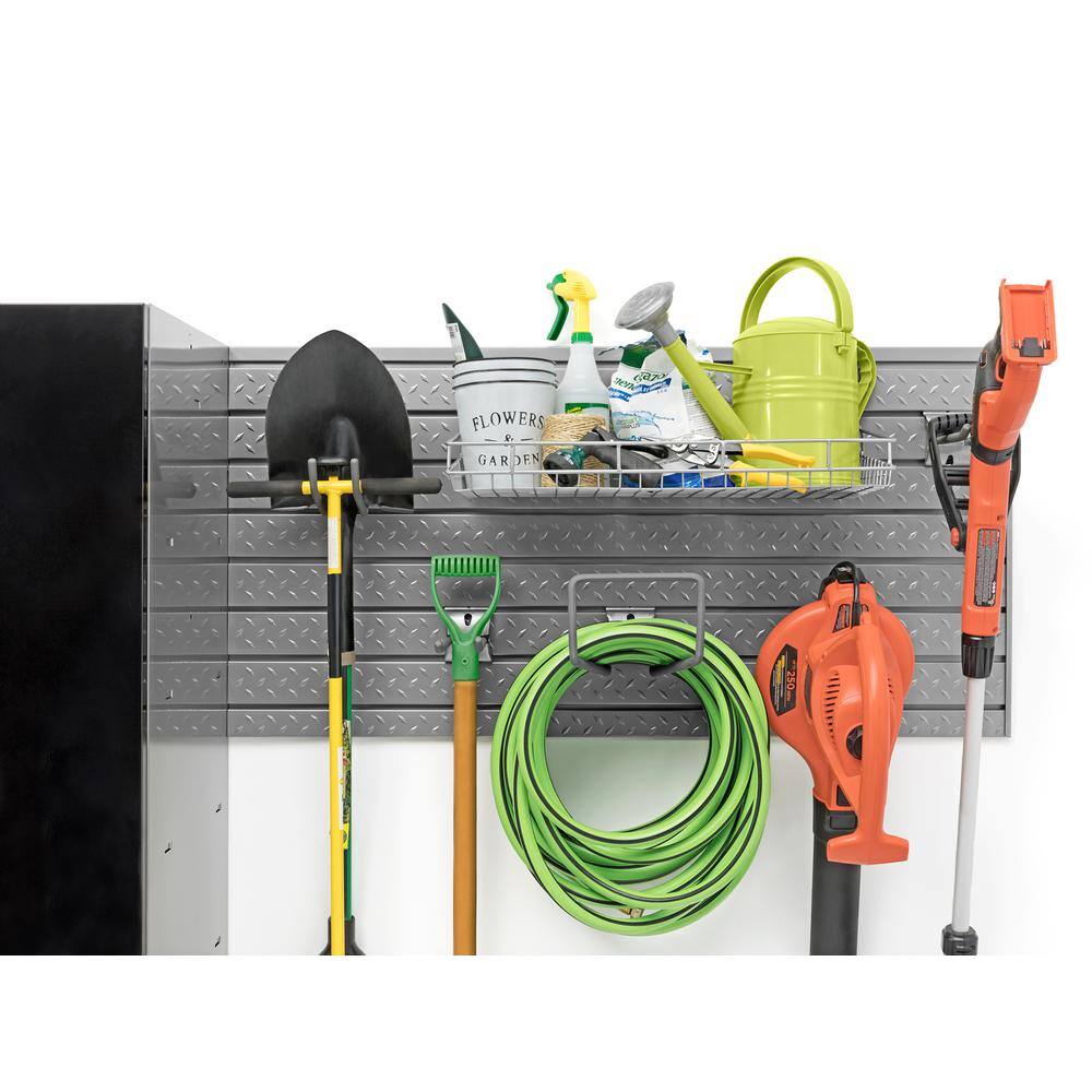 NewAge Products Pro Series 3.0 16 sq. ft. 48 in. W x 24 in. H Steel Slatwall with Backsplash Hook Kit - Large (40-piece)