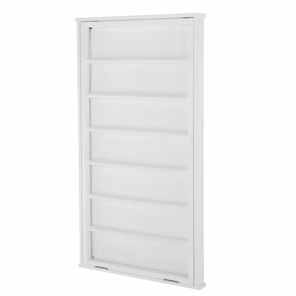 StyleWell 42 in. H x 24 in. W x 2 in. D White Wood Collapsible Laundry Wall Rack