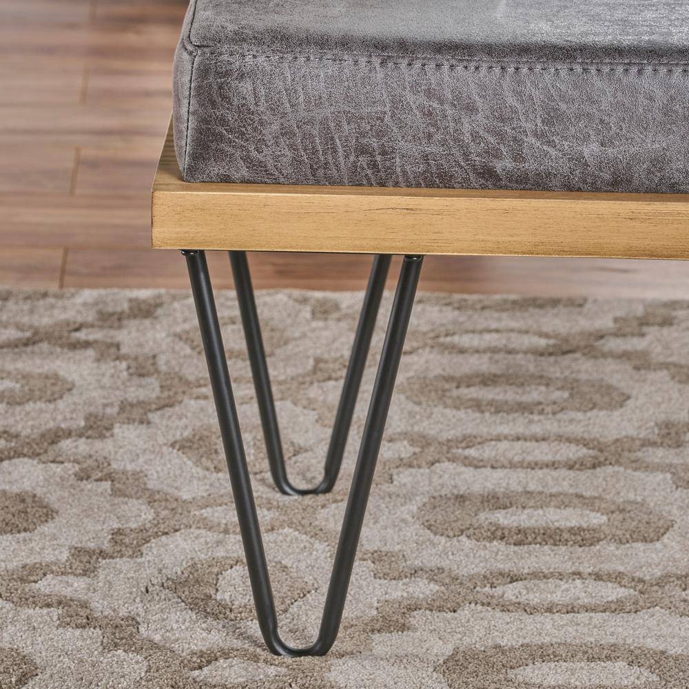 None Elisha Slate Upholstered Bench