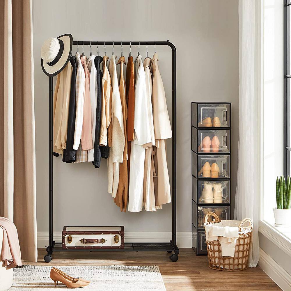 None Black Metal Garment Clothes Rack 36 in. W x 62 in. H