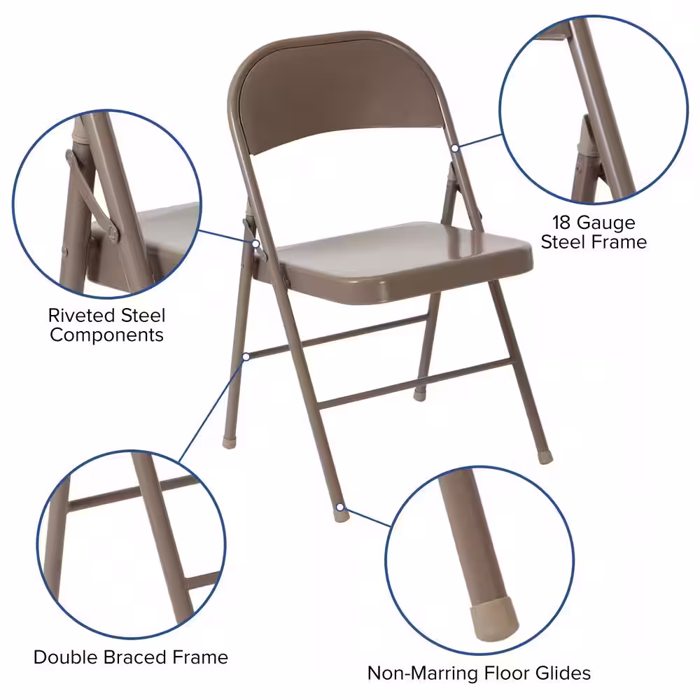 Carnegy Avenue Beige Metal Folding Chair (2-Pack)