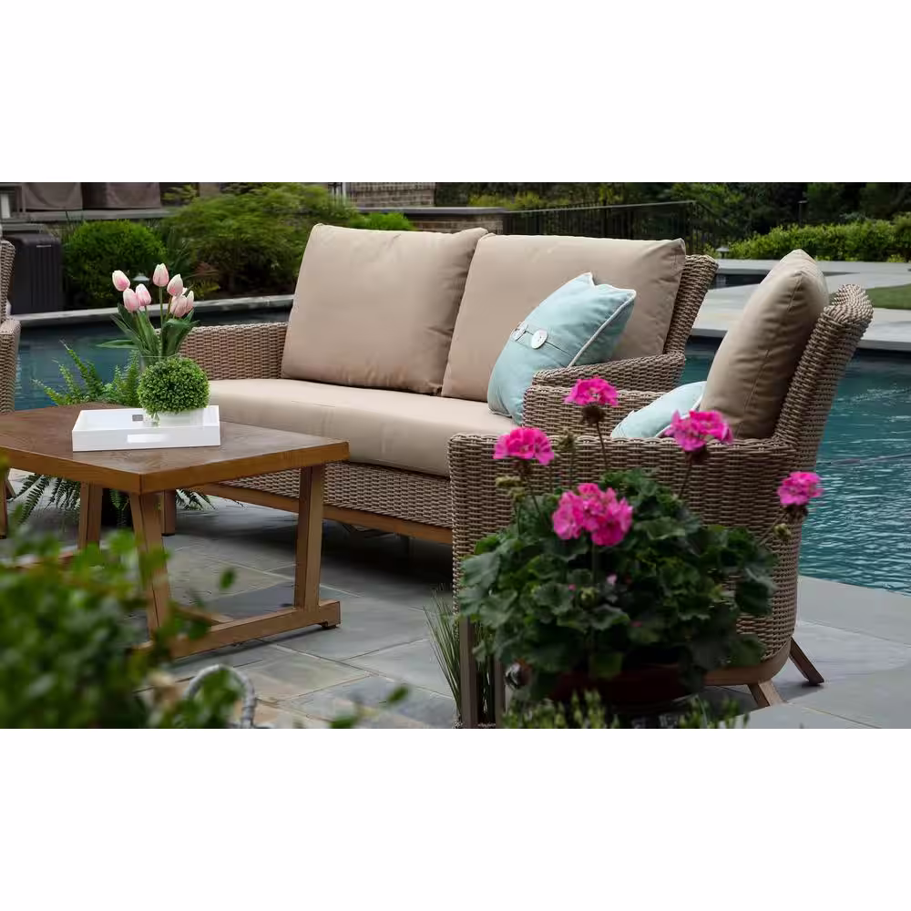 Canopy Cottonwood 4-Piece Resin Wicker Patio Deep Seating Set with Sunbrella Canvas Heather Beige Cushions