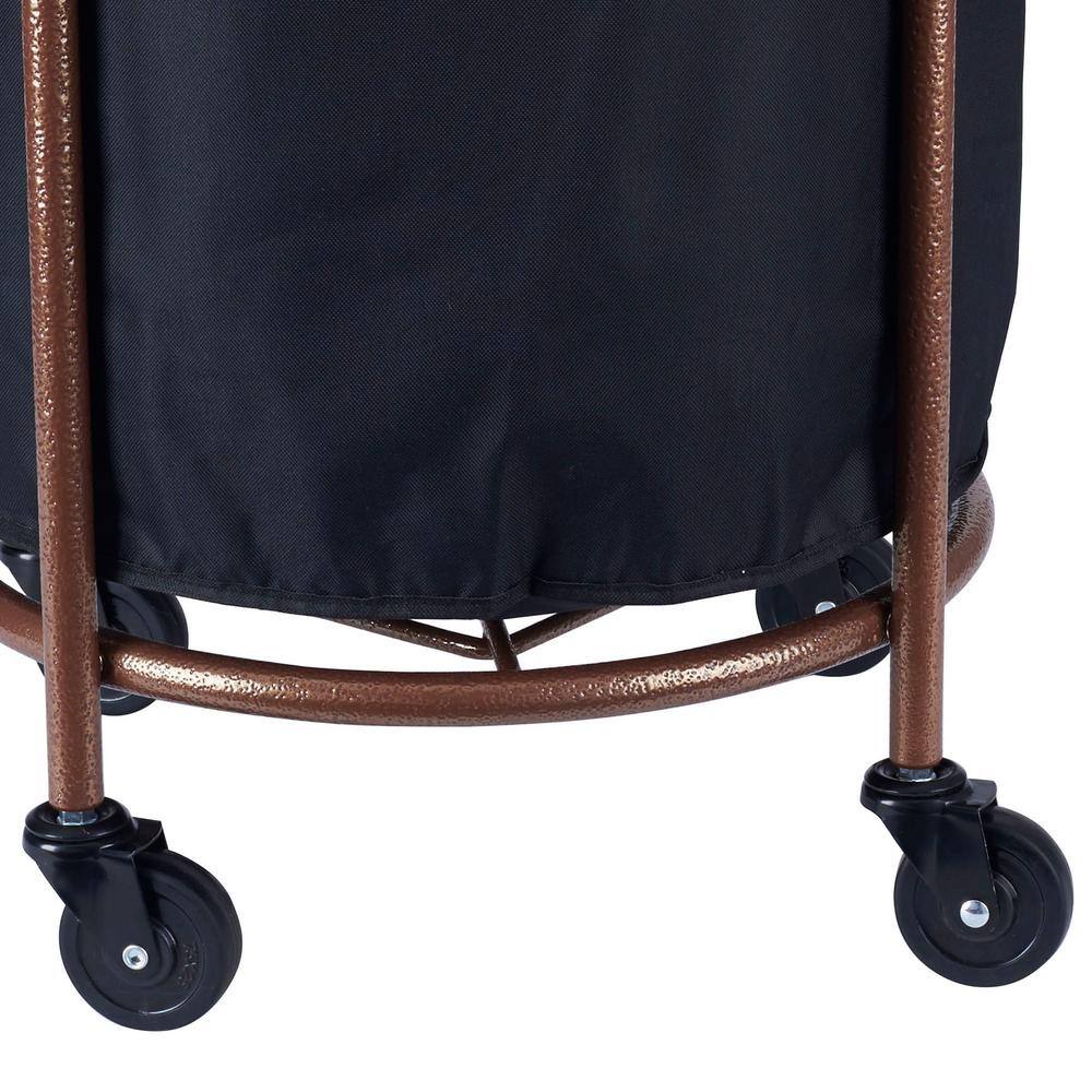 HOUSEHOLD ESSENTIALS Copper Round Push-Style Laundry Hamper 32 in. with Wheels