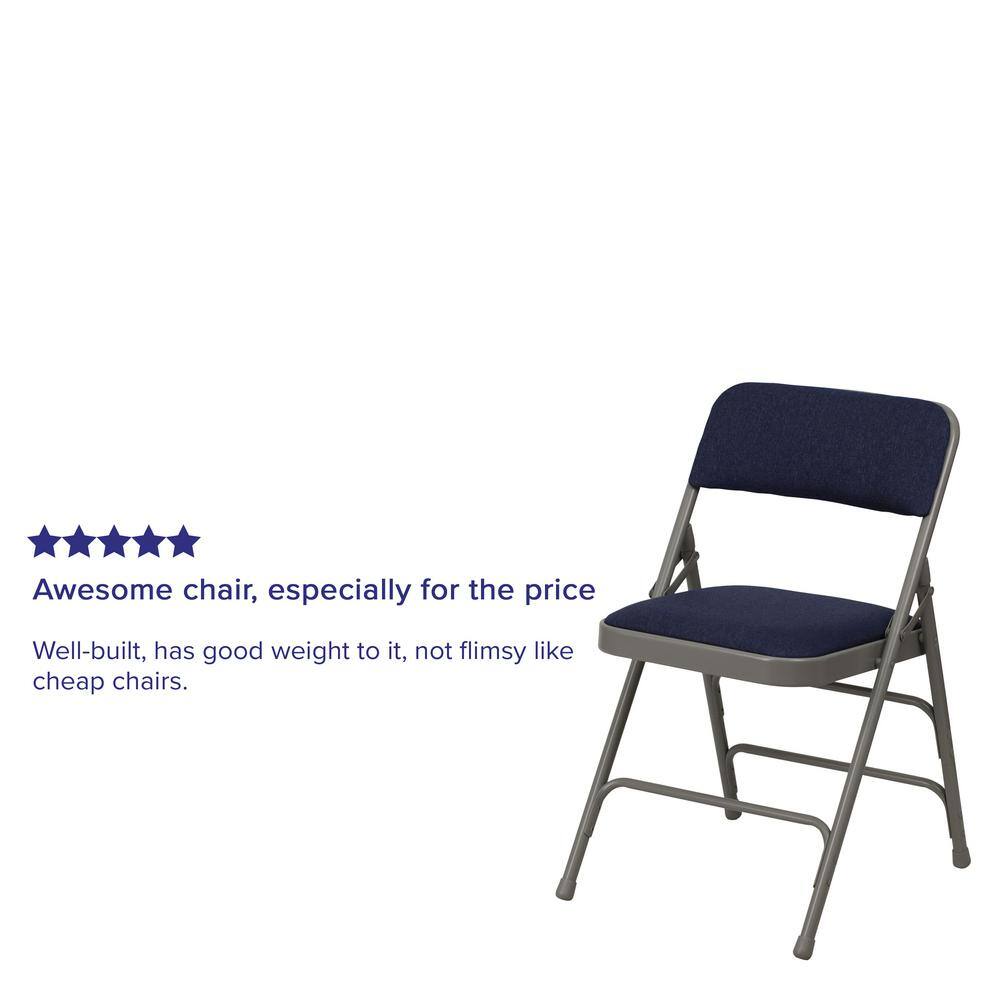 Flash Furniture Navy Fabric/Gray Frame Metal Folding Chair (4-Pack)