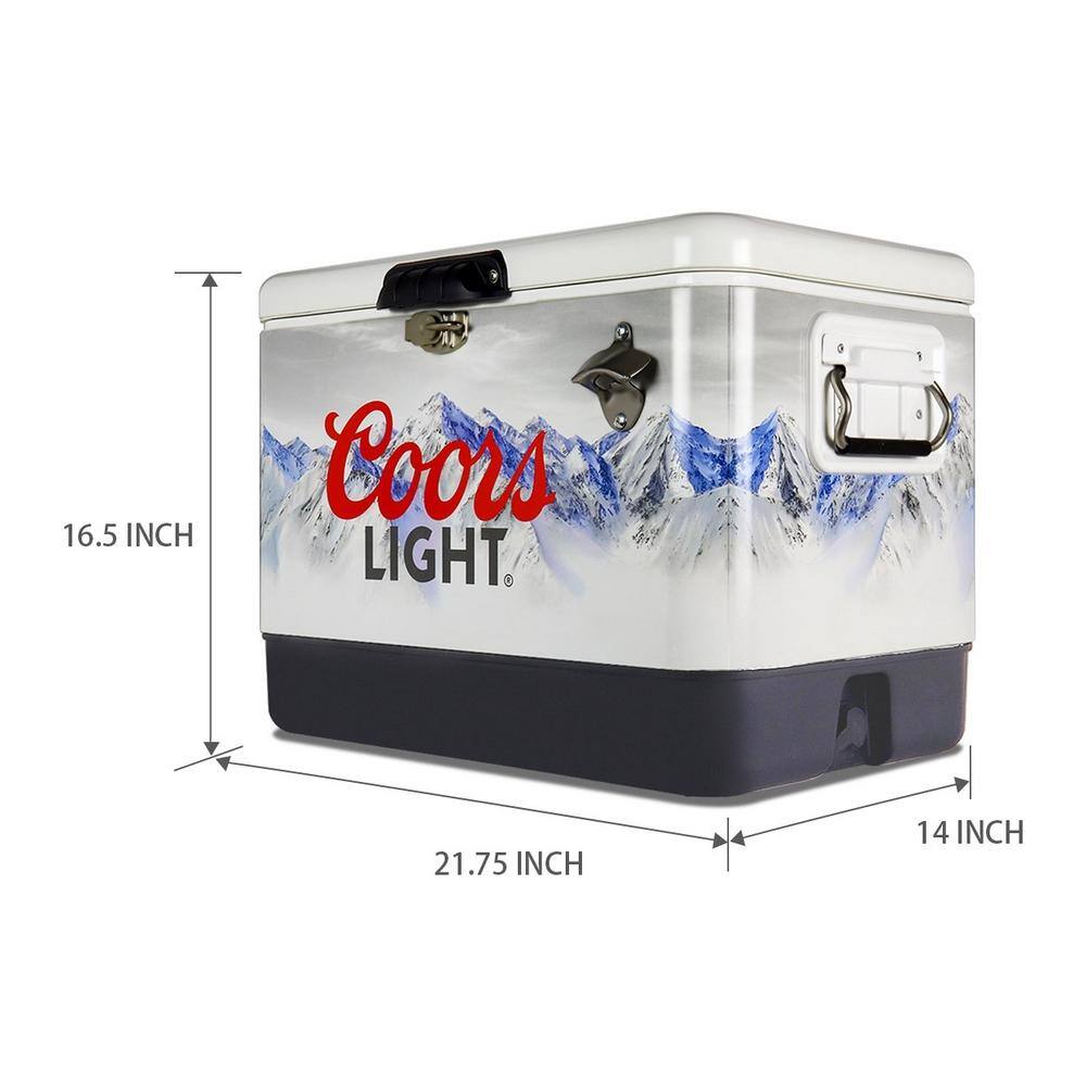Koolatron Coors Light Ice Chest Beverage Cooler with Bottle Opener 51L (54 qt.) 85 Can Capacity White and Black