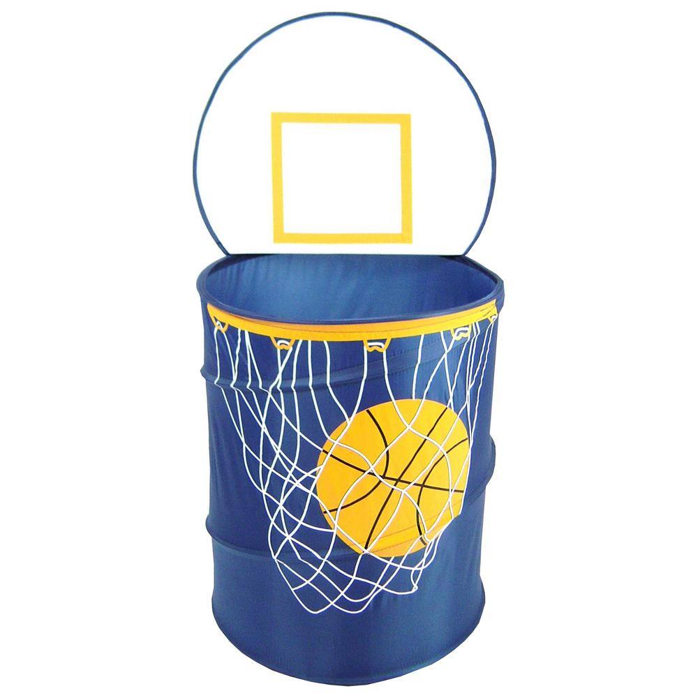 REDMON Since 1883 The Original Pop-Up Bongo Basketball Navy Collapsible Polyester Hamper with Lid and Backboard