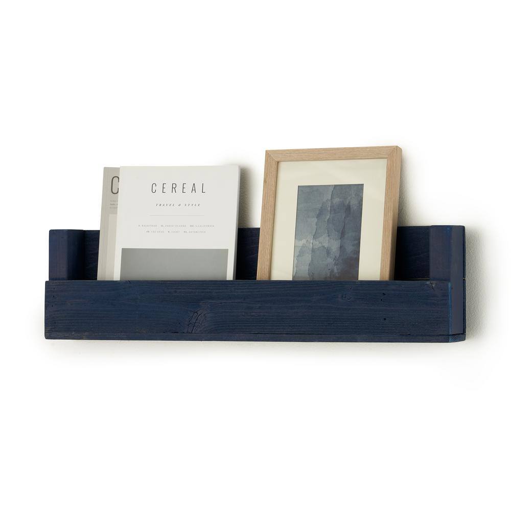 TRINITY 4 in. x 28 in. x 8 in. Navy Blue Book + Photo Display Shelf 3-Pack