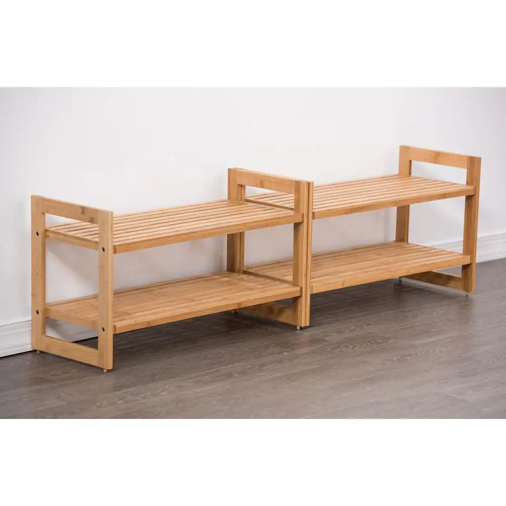TRINITY 15.5 in. H 18-Pair 4-Tier Brown Bamboo Shoe Rack