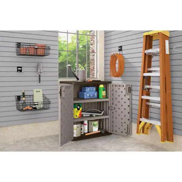 Suncast Resin Freestanding Garage Base Cabinet in Platinum (30 in. W x 36 in. H x 20 in. D)