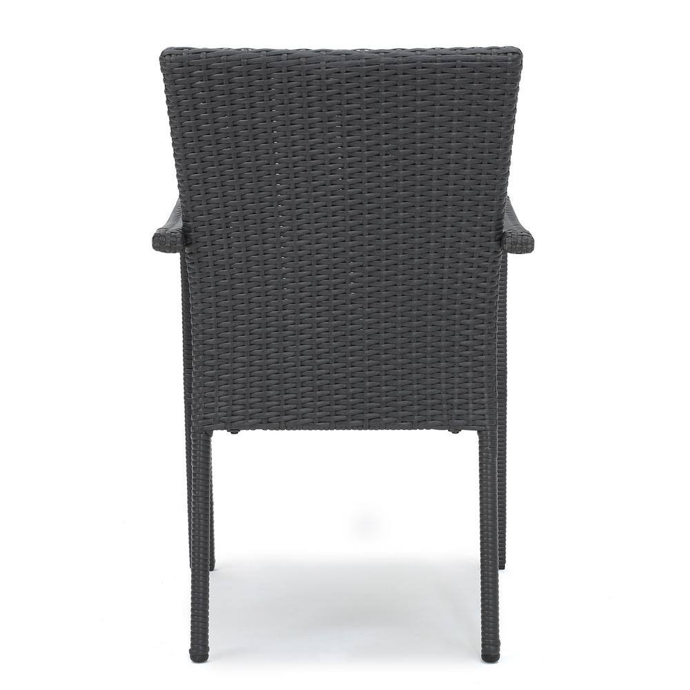 Noble House Kent Gray 3-Piece Wood and Faux Rattan Outdoor Bistro Set with Gray Cushions