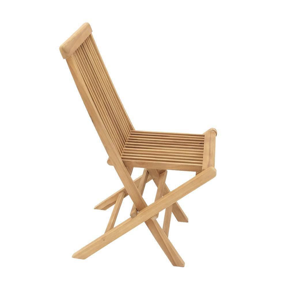 Litton Lane Brown 5-Piece Teak Wood Octagon Folding 4 Chair Outdoor Dining Set (5- Pack)