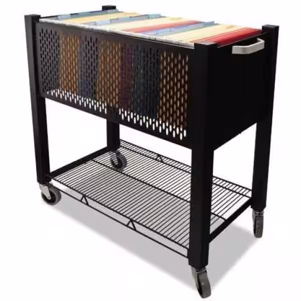 None Steel Open Top File Cart in Black