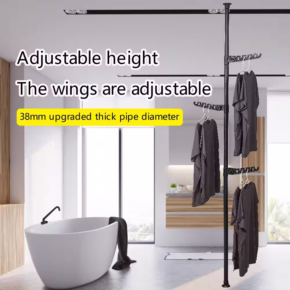 Tidoin 24 in. x 122 in. Black Metal Clothes Rack