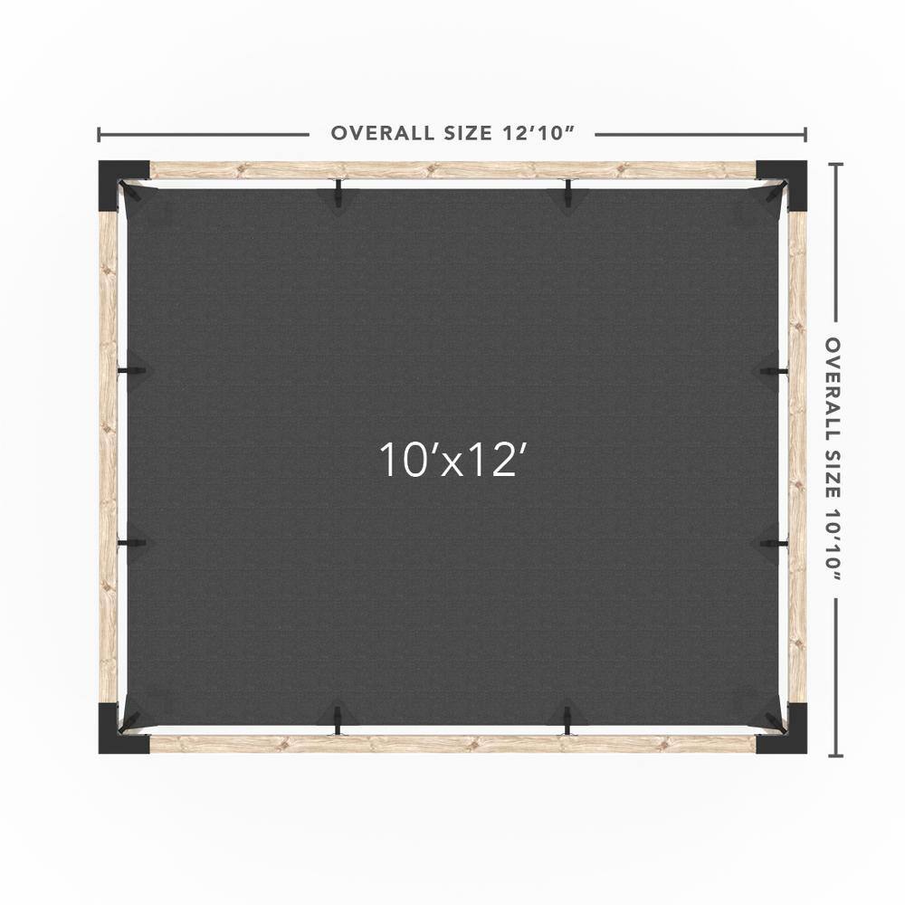 TOJA GRID 10 ft. L x 12 ft. W Pergola Kit with Denim Shade Sail, 4x4 Wood